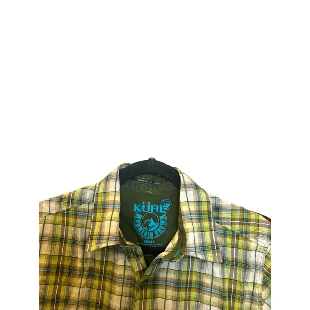 KUHL Stallion Crinkle Short Sleeve Shirt Yellow Green Size S